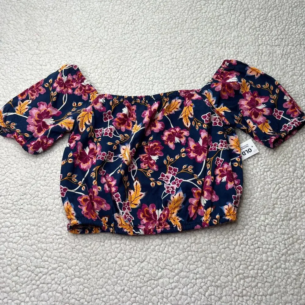 Old Navy Floral Off Shoulders Kids Crop Top Small